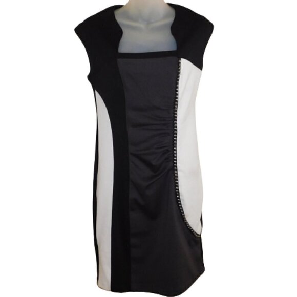 VENUS Sexy Studded Ruched Colorblock Stretch BodyCon Dress S - Picture 1 of 5